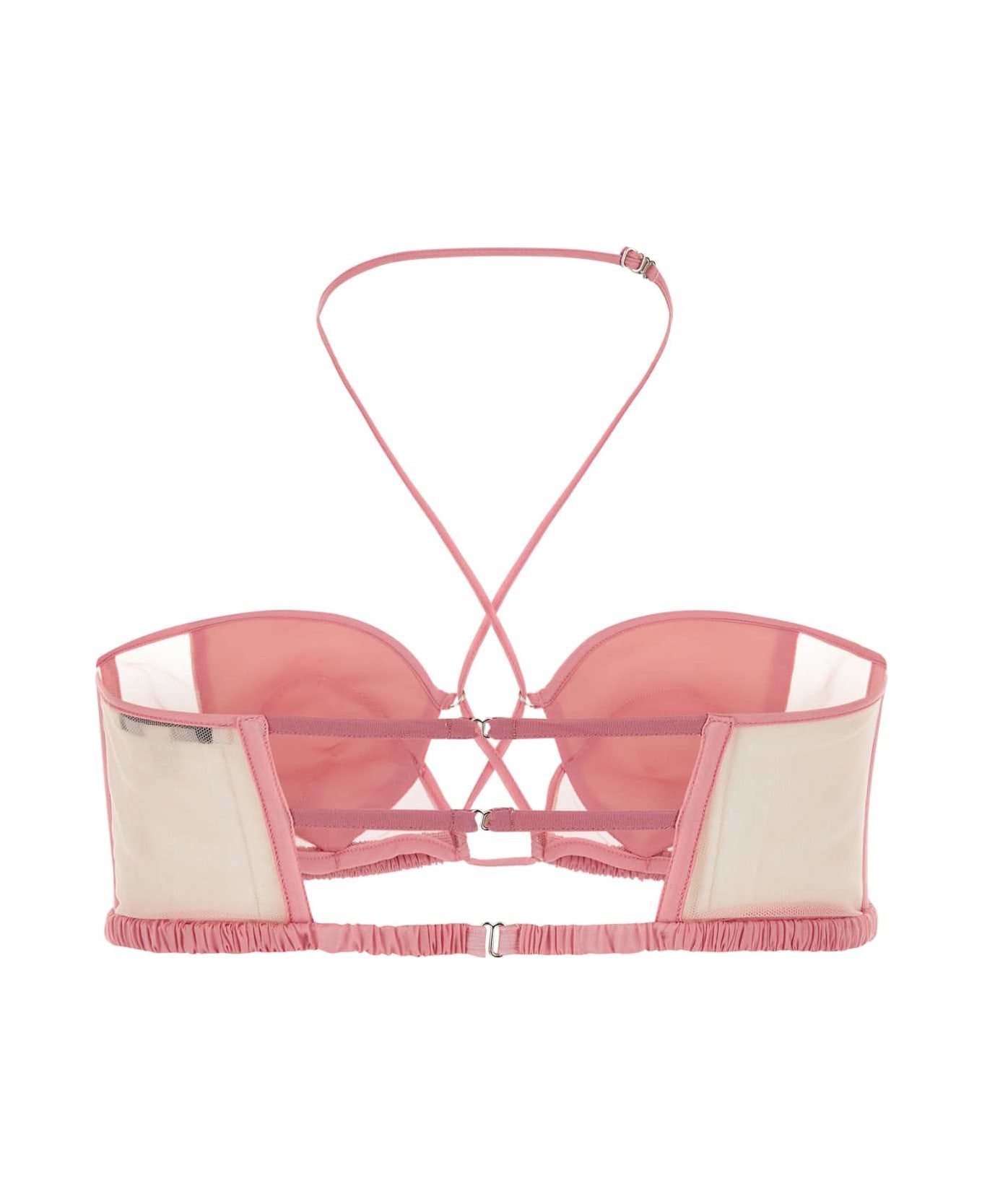 Nensi Dojaka Pink Stretch Chiffon Bra - BLOSSM