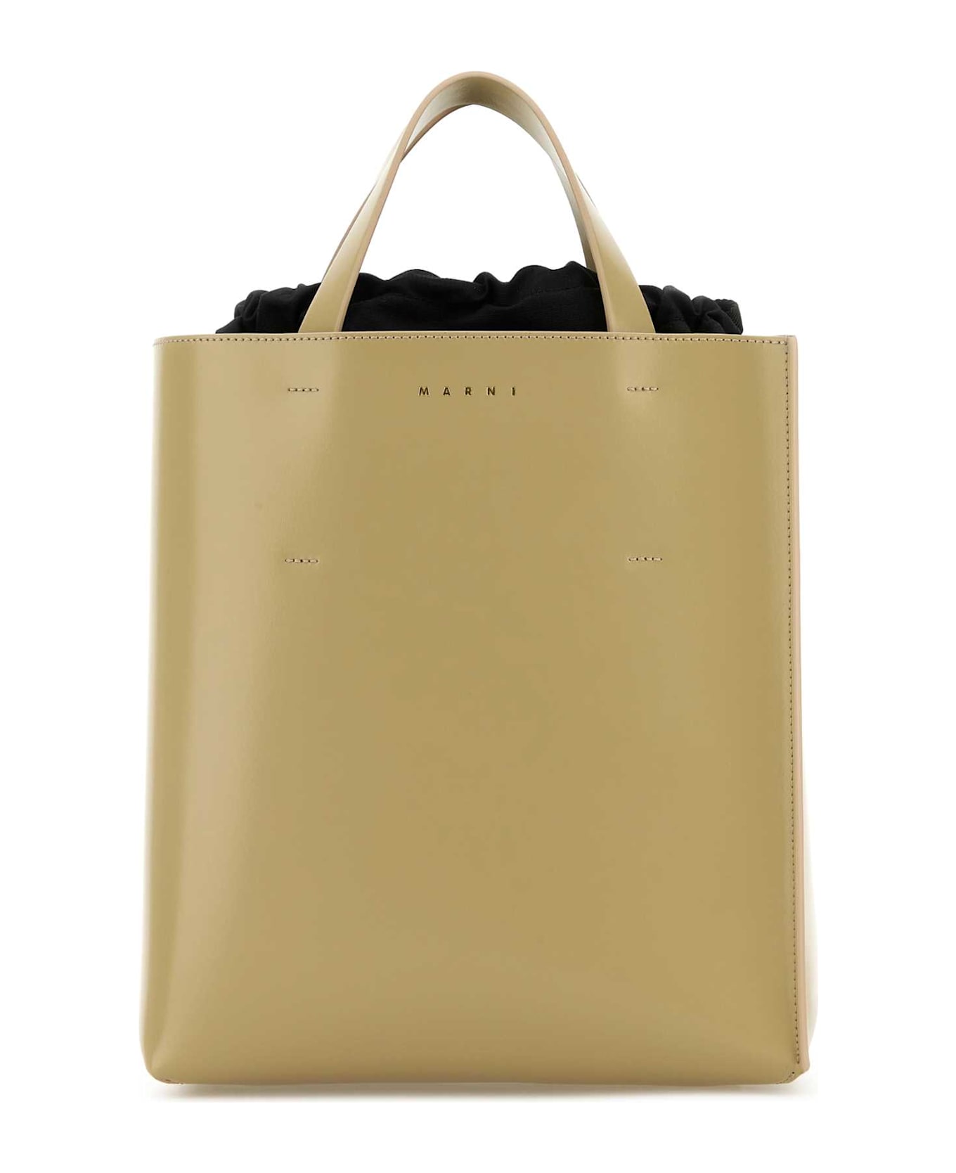 Marni Khaki Leather Small Museo Handbag - WINTERWHEAT