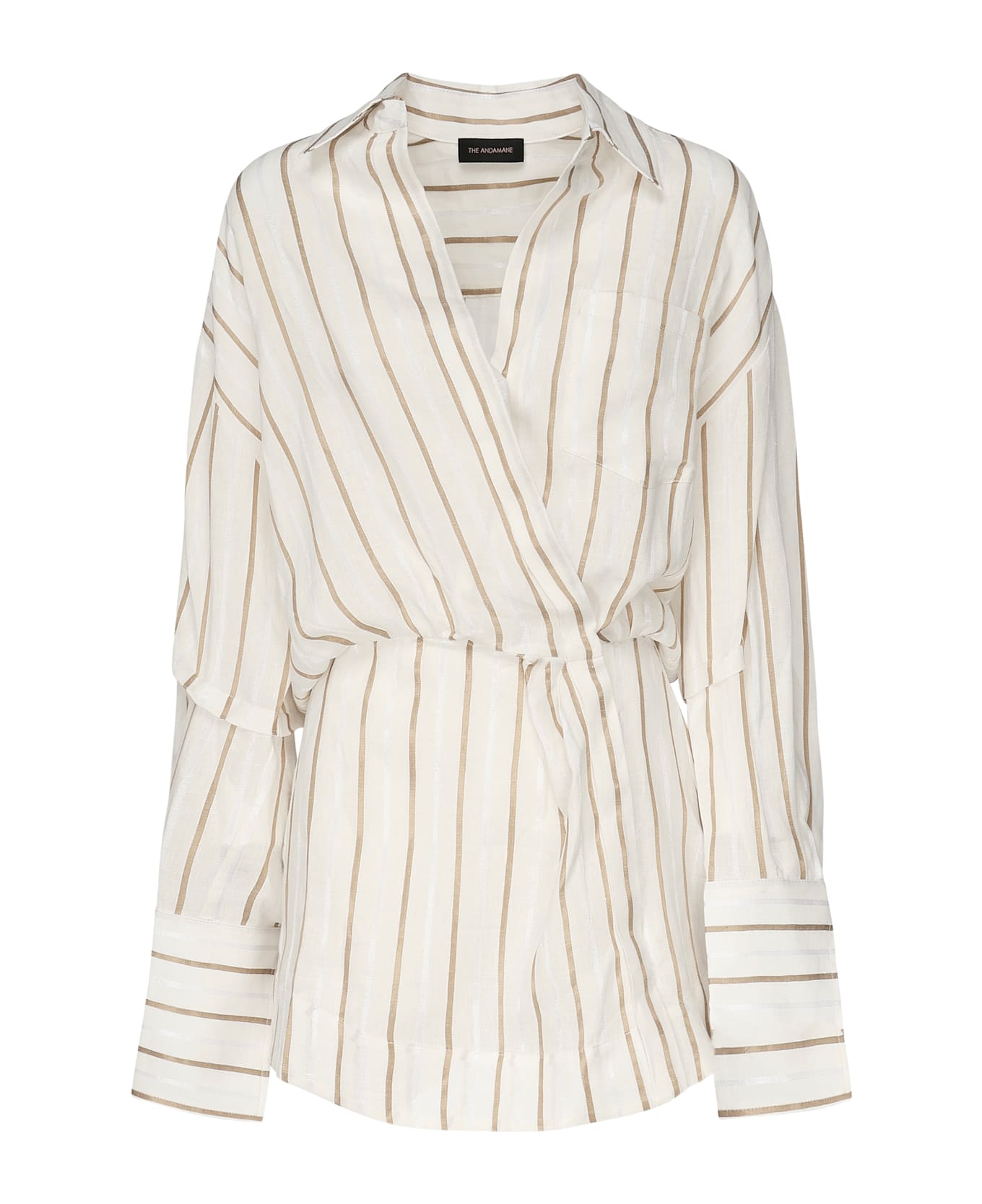 The Andamane Whitelotus Striped Short Dress - White