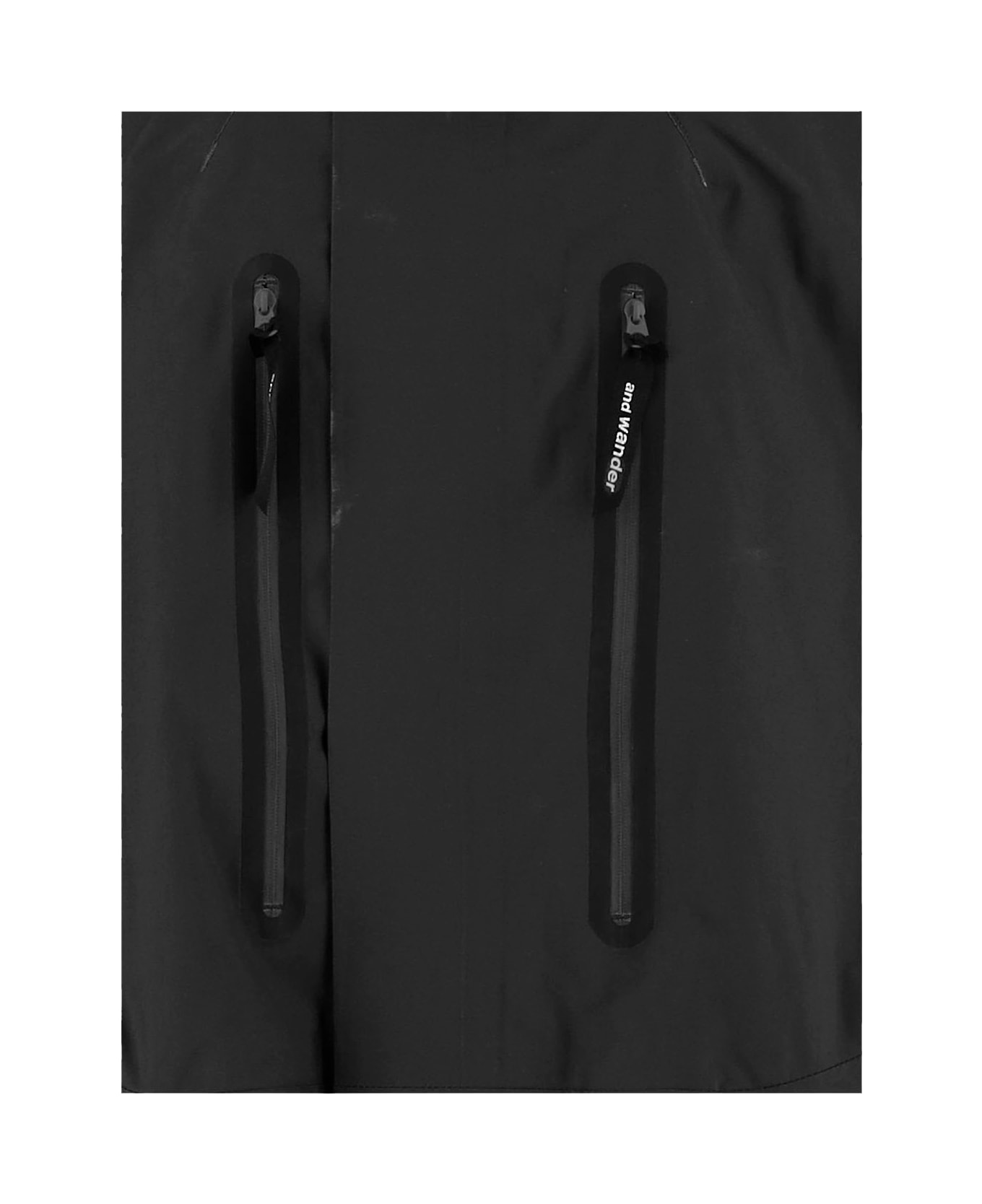 And Wander Technical Jacket With Hood And Multiple Pockets - Black