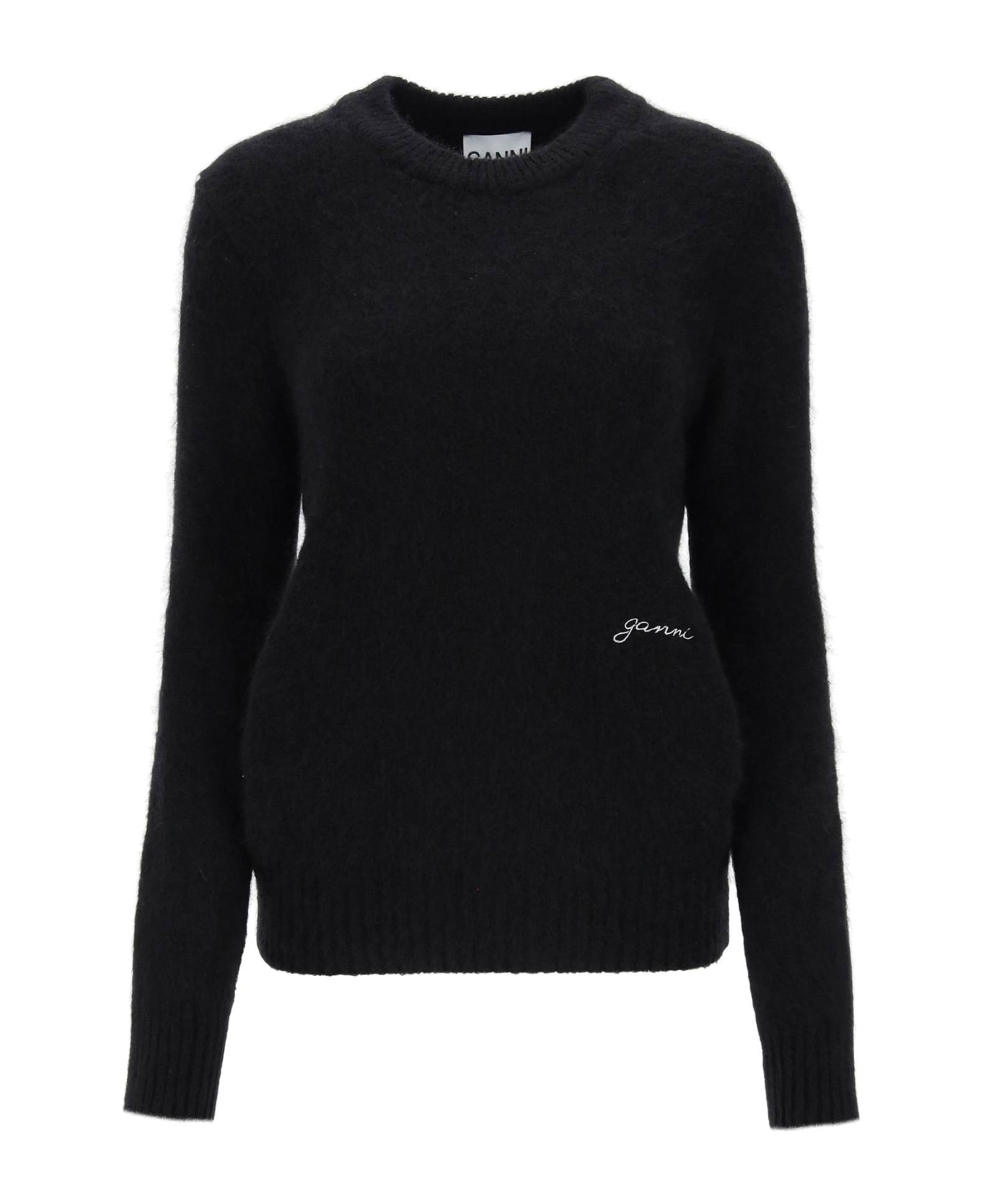 Ganni Brushed Alpaca And Wool Sweater - BLACK (Black)