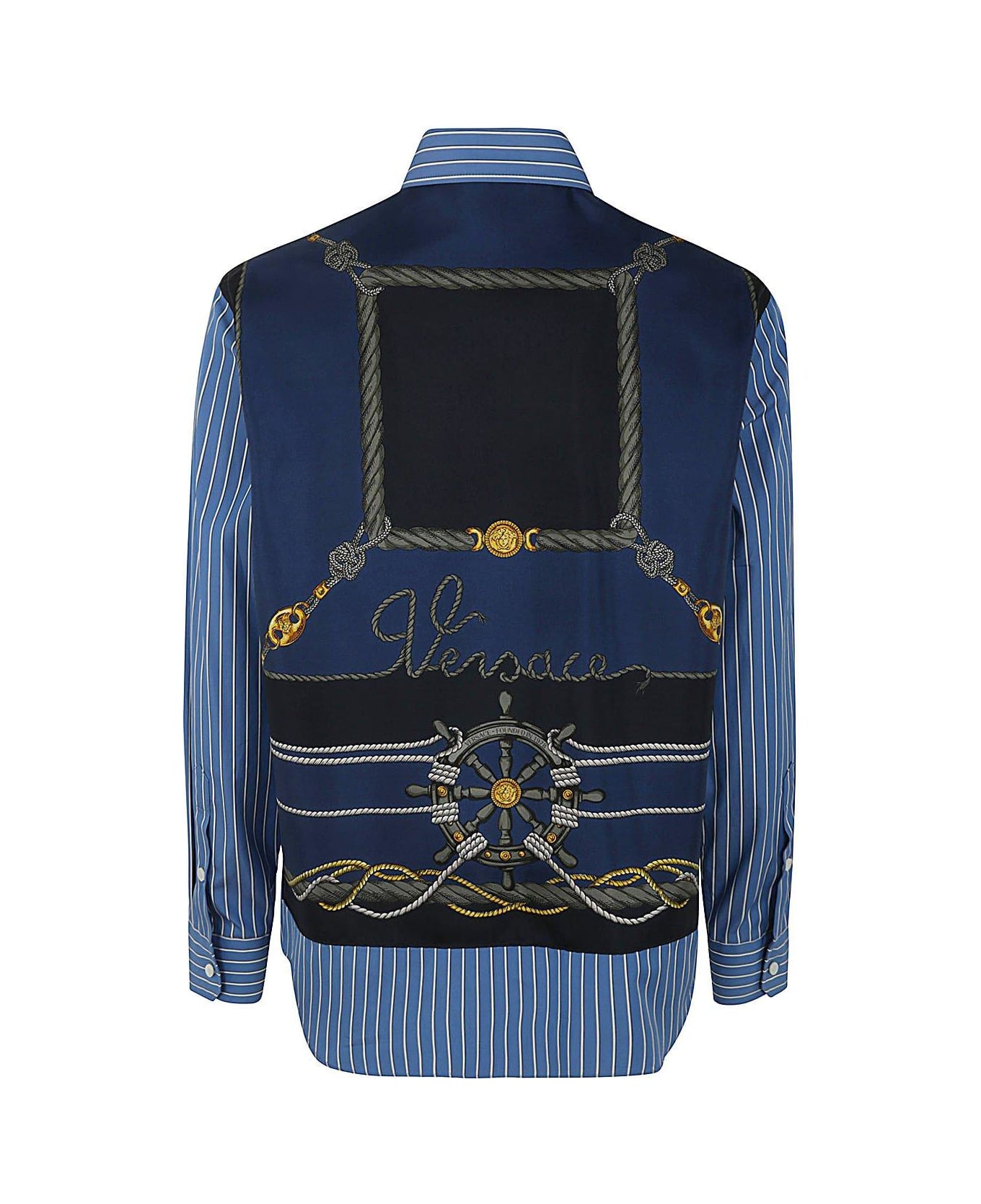 Versace Striped Long-sleeved Shirt - BLUE GOLD (Light blue)