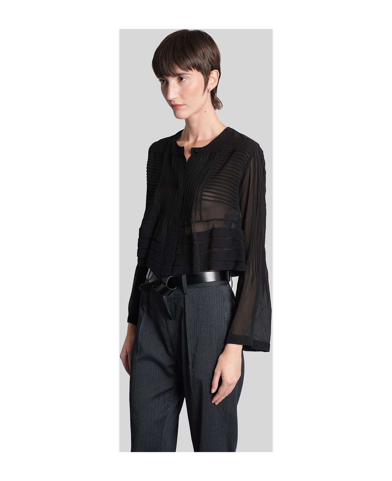 Isabel Marant Carolia Blouse In Black Silk - black