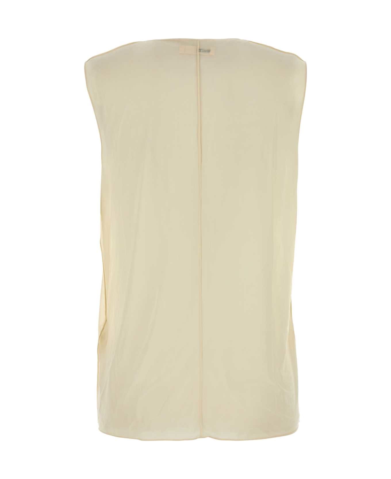 Khaite Cream Stretch Cupro Allo Top - ANTIQUEWHITE