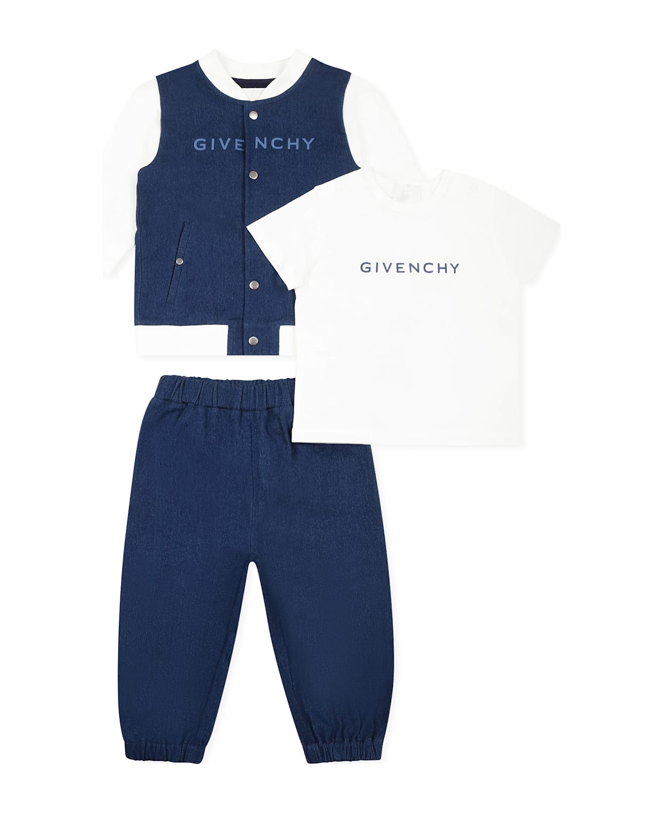Givenchy Denim Suit For Baby Boy With Logo - Denim