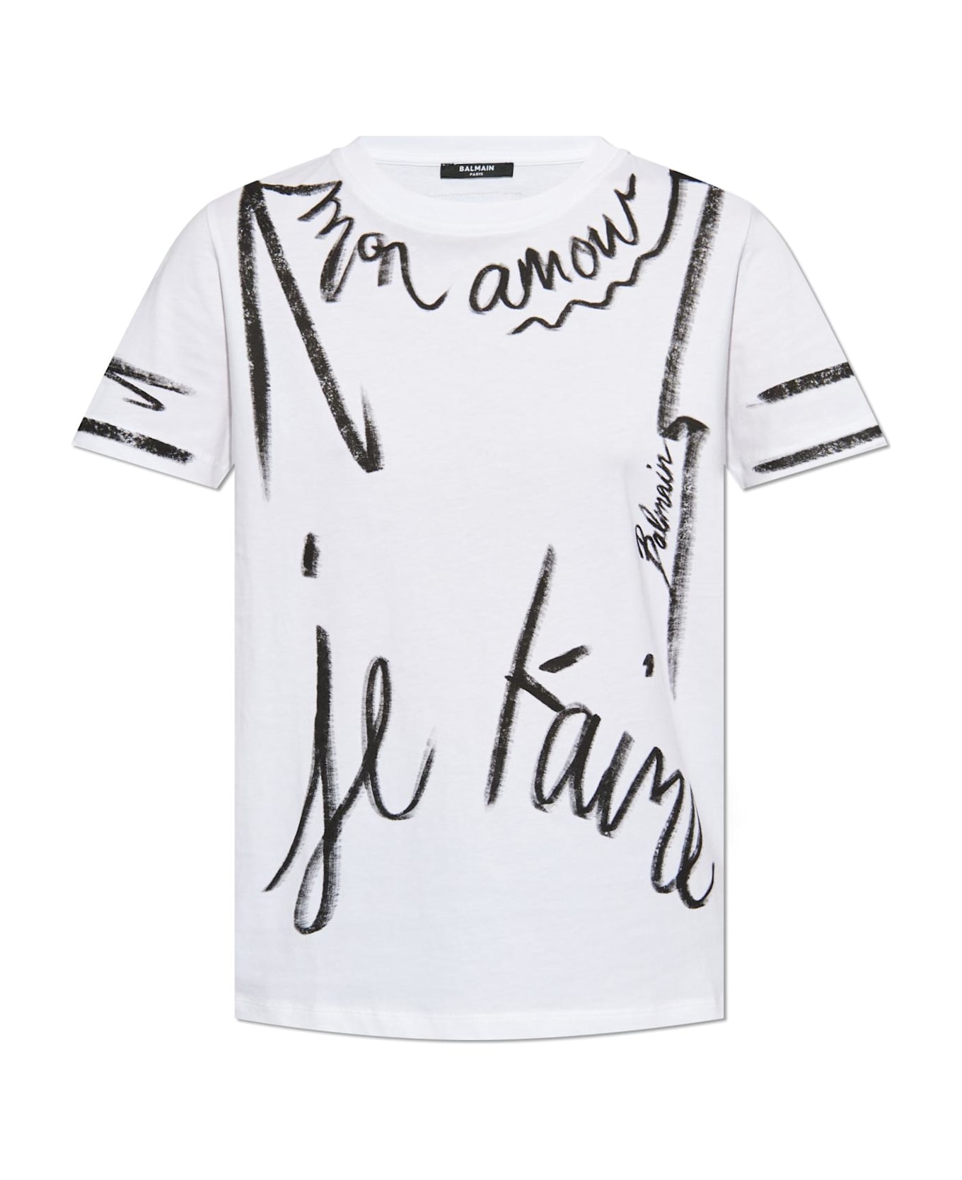 Balmain Printed T-shirt - Gab White Black