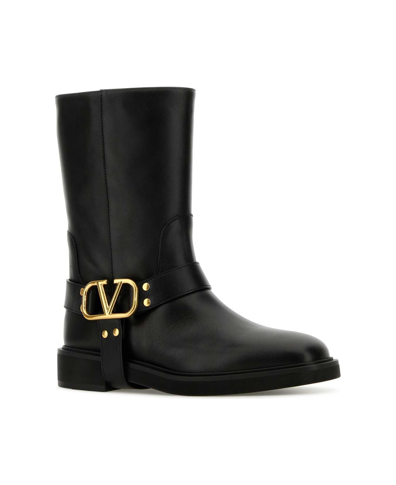 Valentino Garavani Black Leather Boots - Black