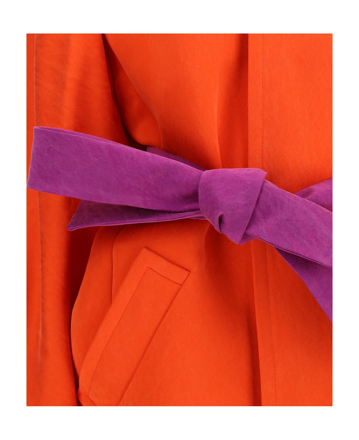 Saint Laurent Belted Stonewashed Silk Satin Coat