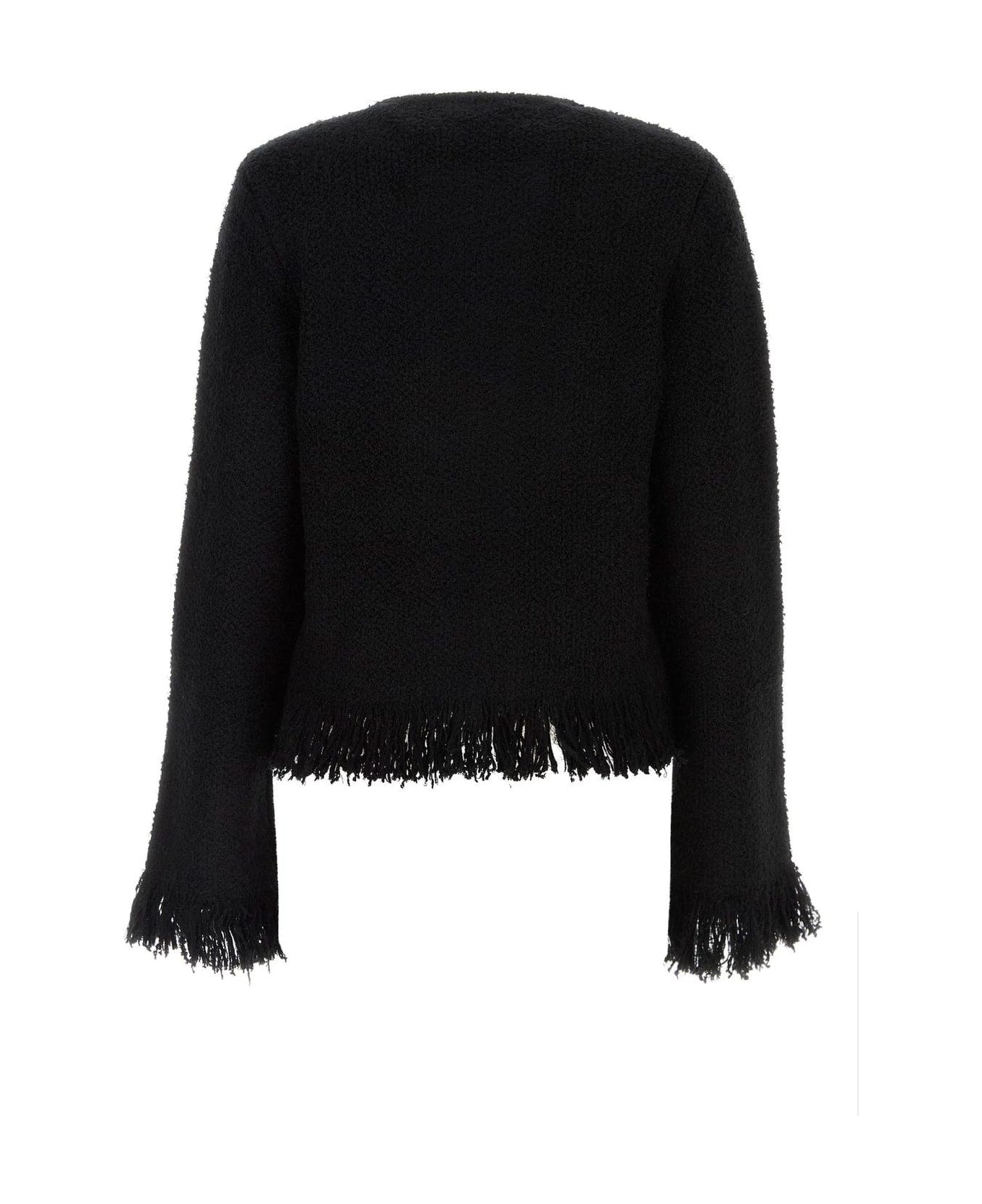 Chloé Tweed Frayed Edge Jacket - BLACK