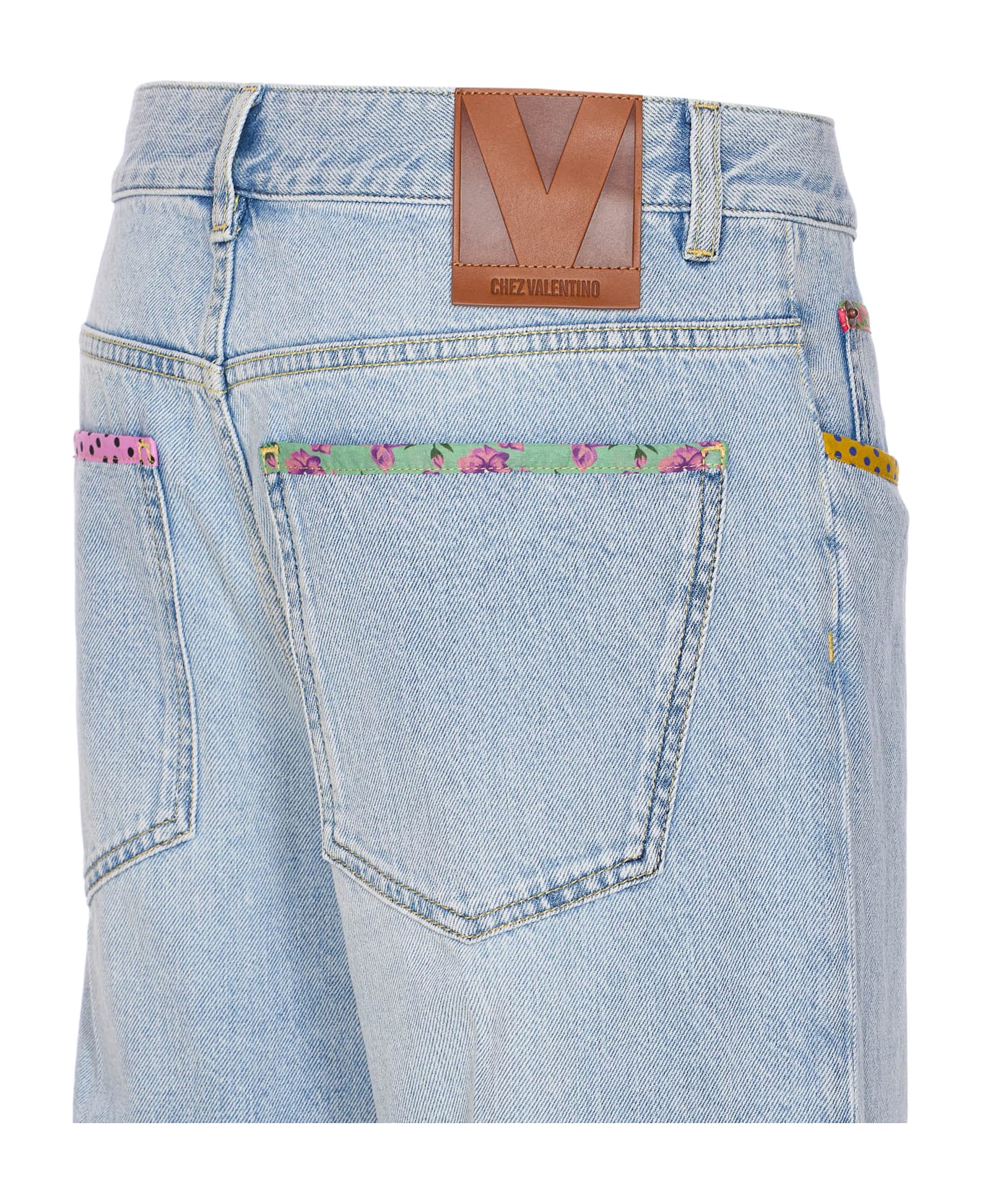 Valentino Garavani Embroidered Denim Pants - Blue