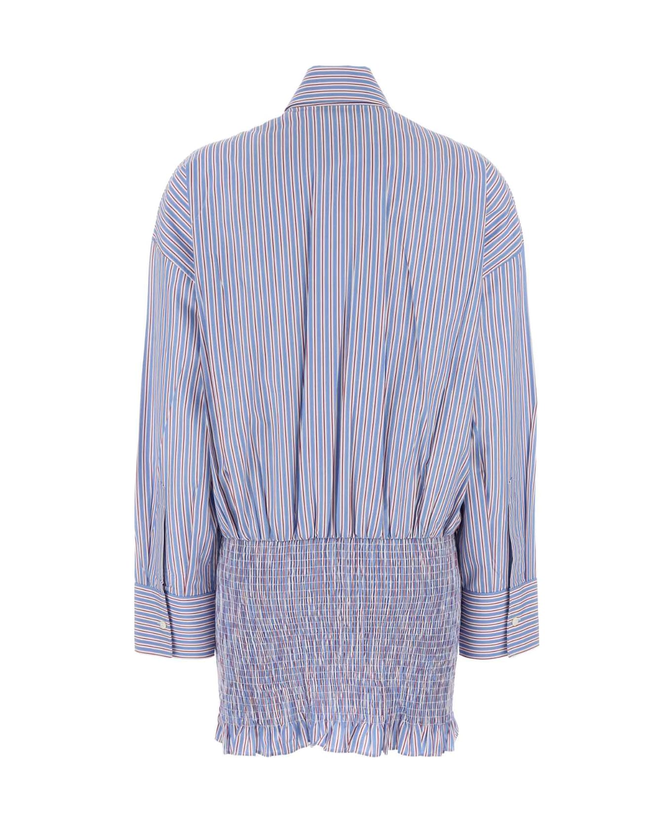 Prada Embroidered Poplin Shirt - AZZURRO