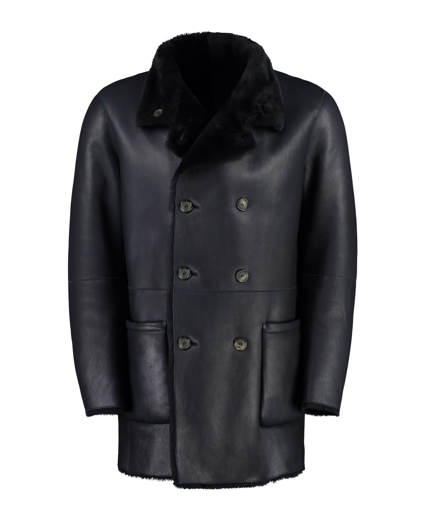 Giorgio Armani Shearling Sheepskin Coat - black