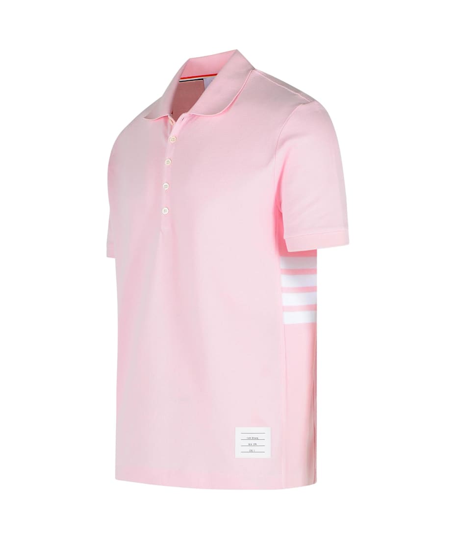 THOM BROWNE 正規品関税込みPink Cotton Polo Shirt MJP110P Thom Browne Pink Cotton Polo Shirt | italist