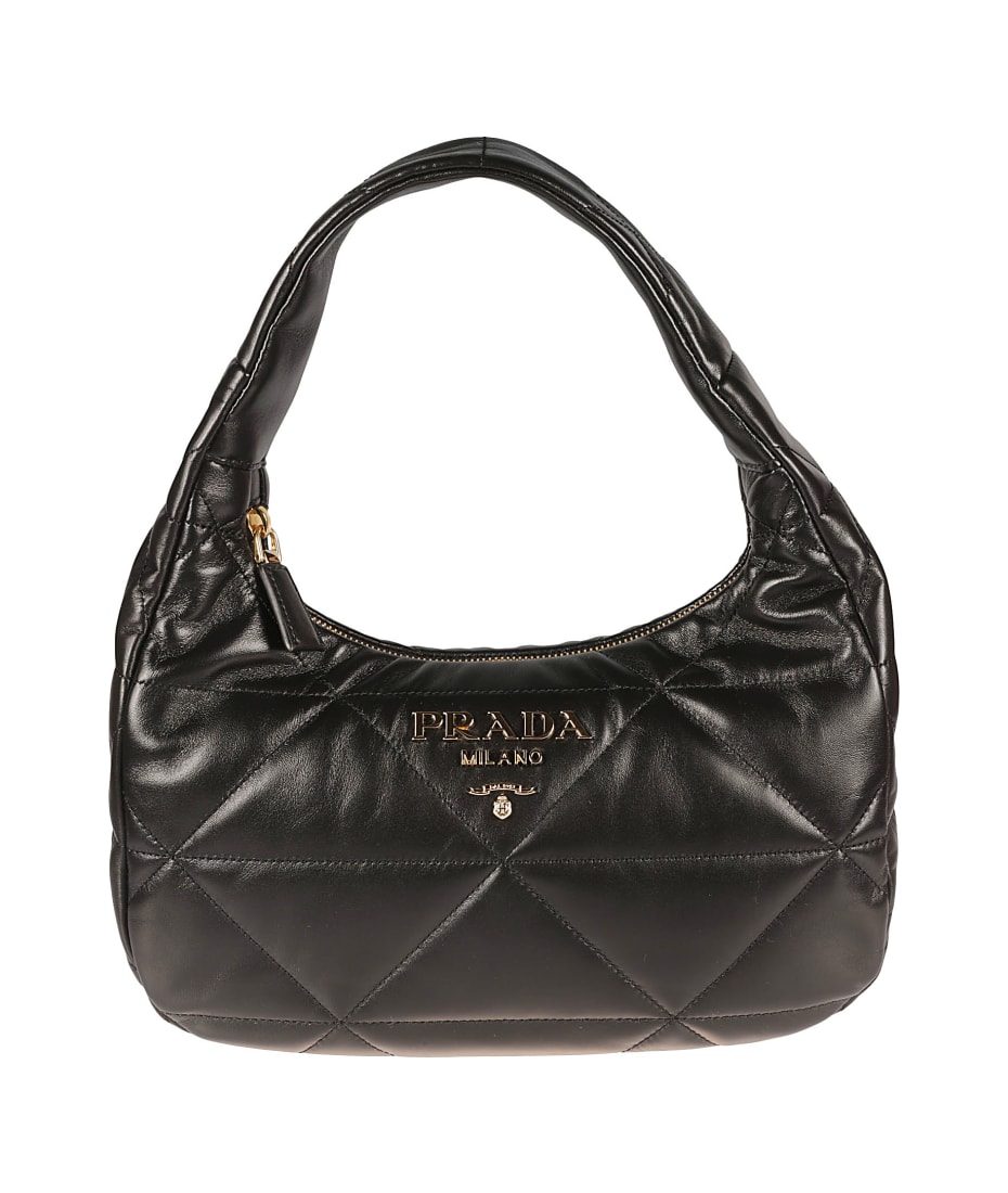 Prada Logo Plaque Baguette Shoulder Bag in Gray