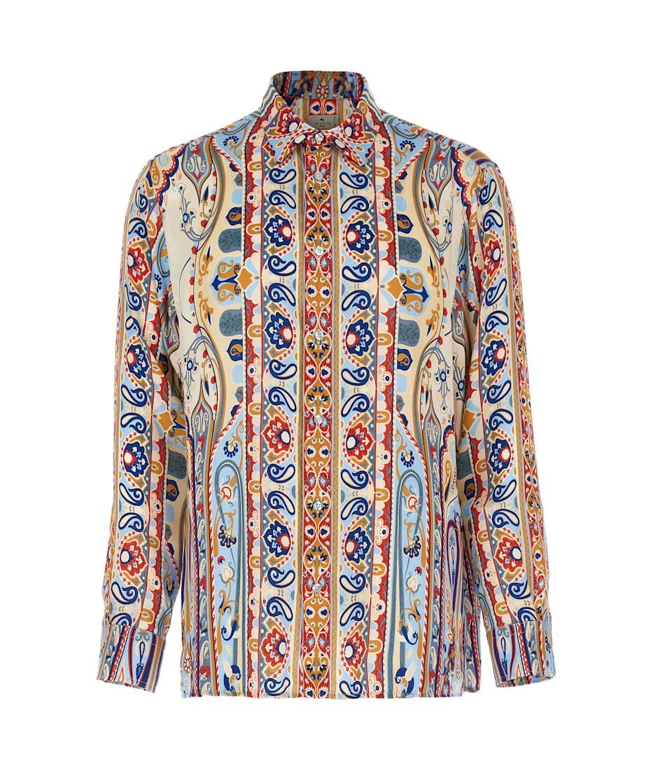 Tシャツ・カットソー ETRO SS25 Paisley print shirt (MRIC005299SP493 X0880) Etro Paisley Print Shirt in White
