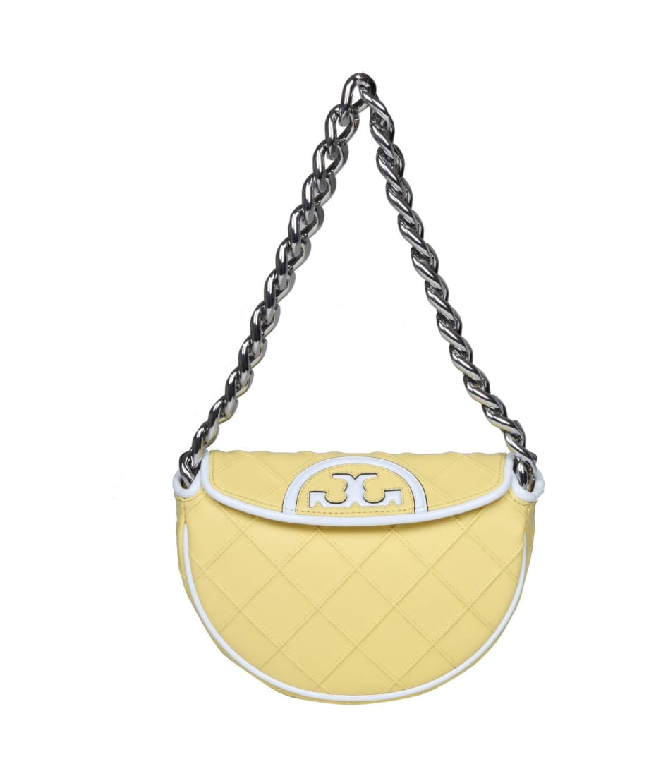 Tory Burch T Monogram Embroidered Raffia Canteen Bag in Metallic