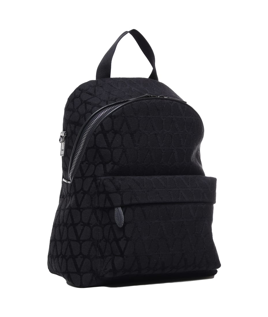 Men's Black Iconographe Backpack by Valentino Garavani