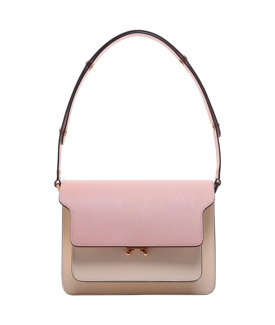 Marni] Trunk Mini Bag In Red White And Pink Saffiano Leather