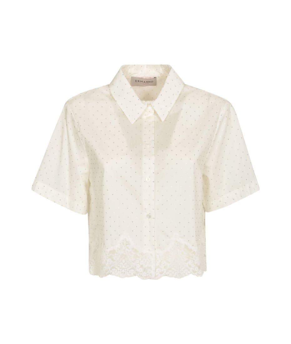 Ermanno Firenze Embellished Cropped Shirt - Off-White