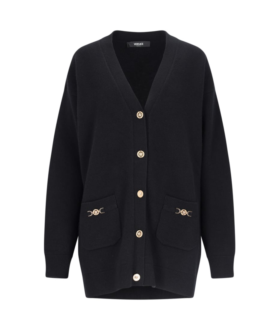 【送料&関税込】Versace Black Wool Blend Cardigan Versace Black Wool Blend Cardigan | italist