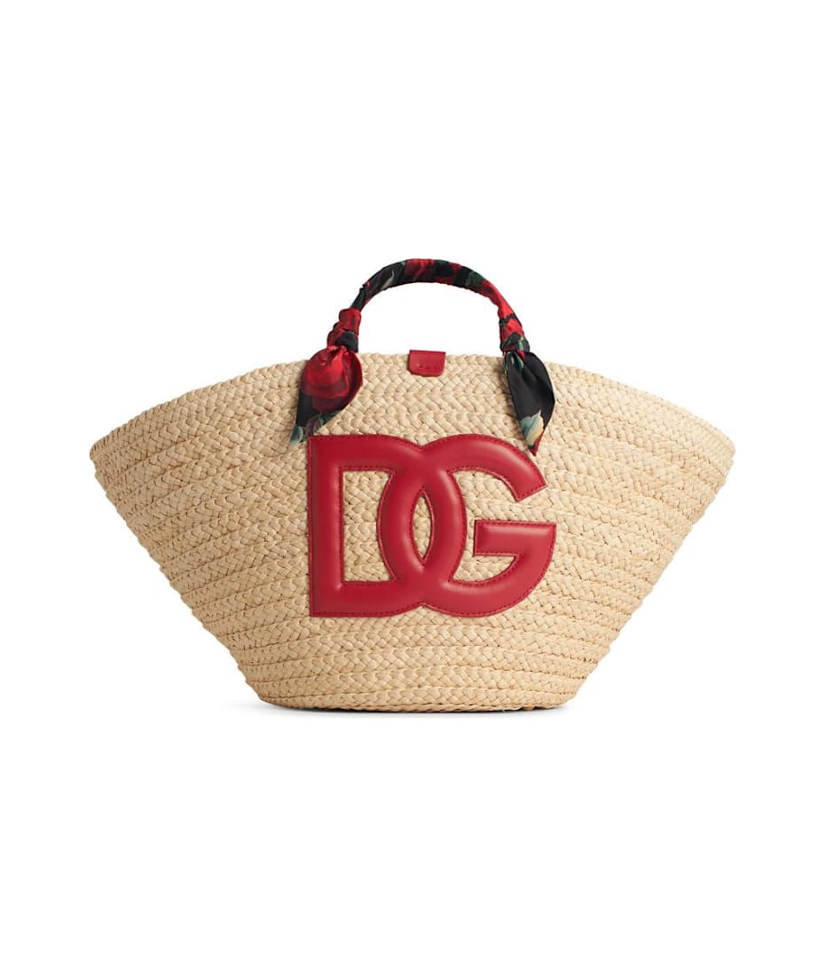 トートバッグ DOLCE&GABBANA rafia Red Corn Blend Sho Dolce & Gabbana 'rafia' Red Corn Blend Shopping Bag