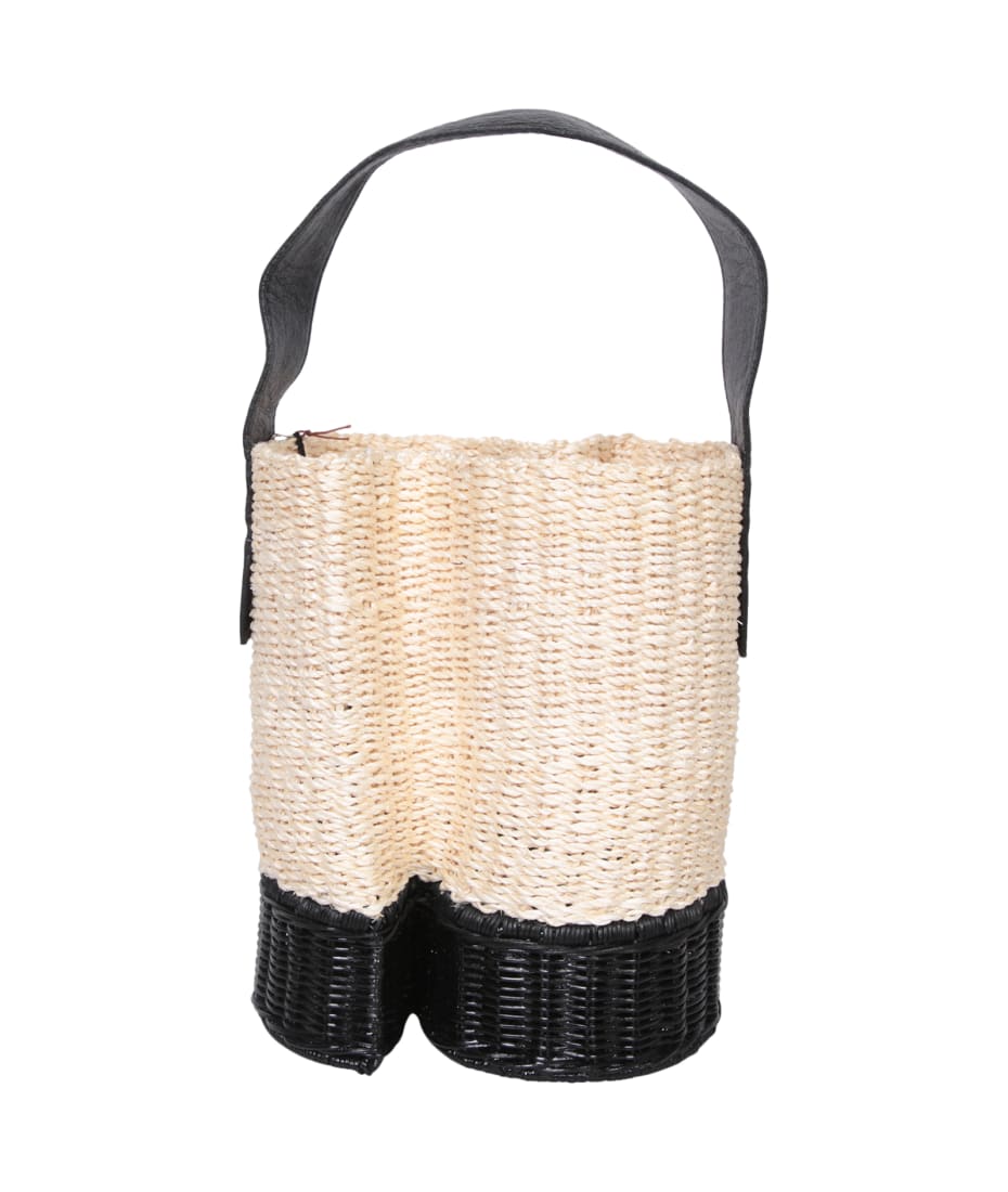 【送料&関税込】Sacai Black Nude Raffia Bucket Bag Sacai Black Nude Raffia Bucket Bag | italist