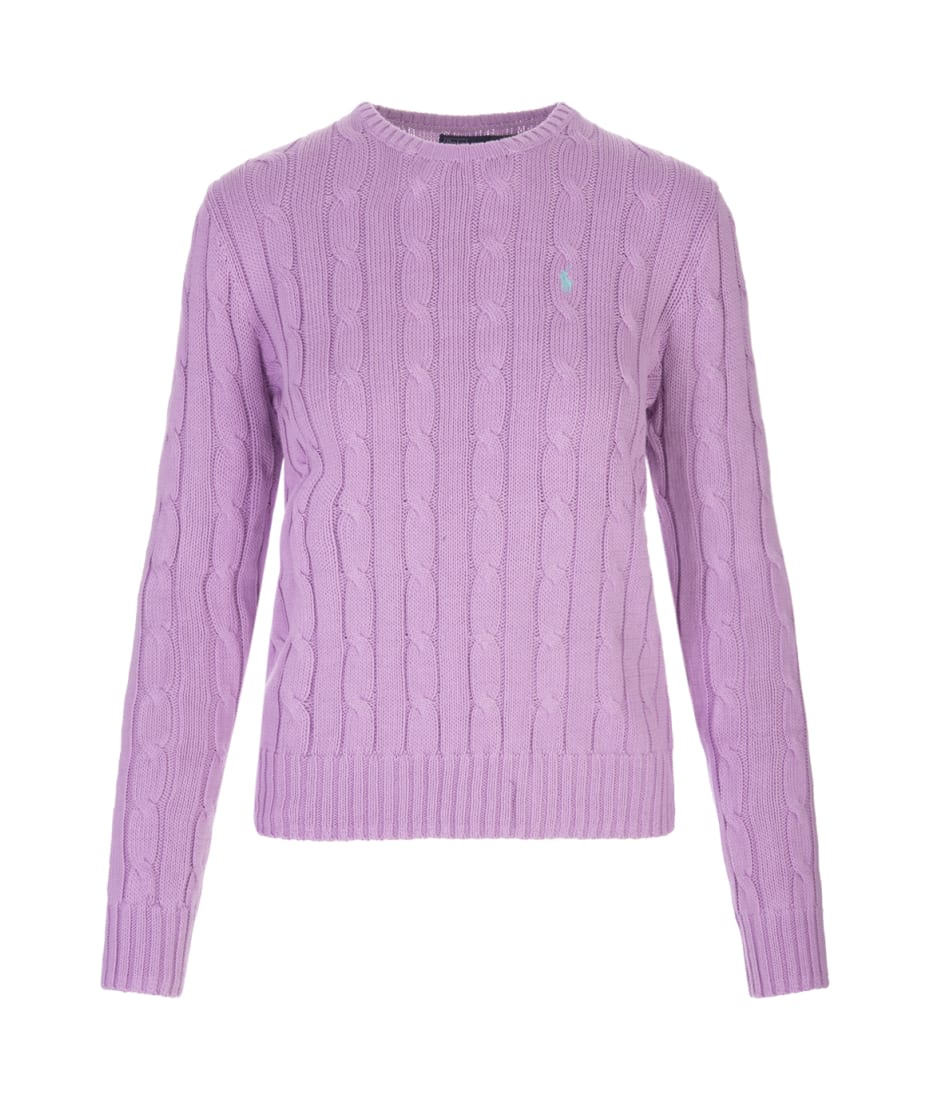 Ralph Lauren Crew Neck Sweater In Lilac Braided Knit | italist