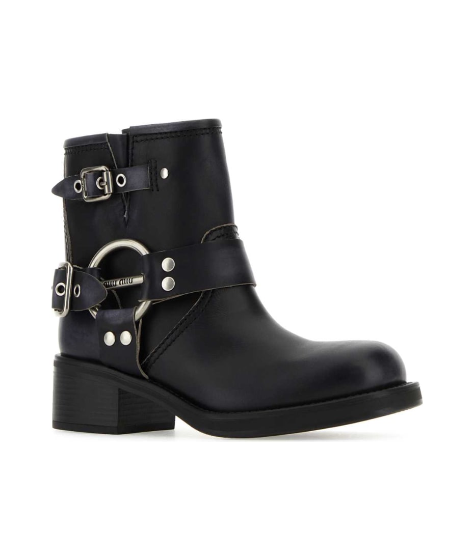 Miu Miu Black Leather Ankle Boots | italist Miu Miu Black Leather Ankle Boots | italist