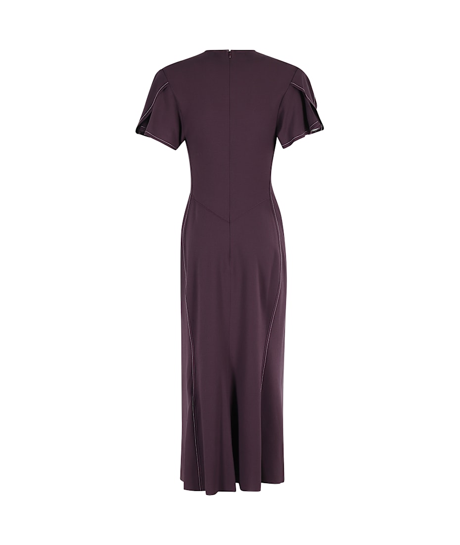 knee length dresses for ladies Gathered V-Neck Midi Dress by Victoria Beckham main image 1