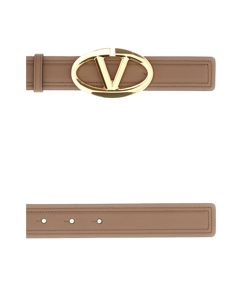Valentino Garavani Antiqued Pink Leather Reversible Belt