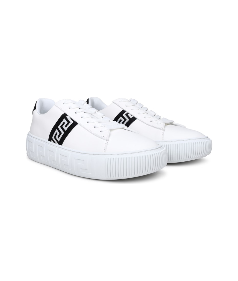 Versace White Leather Greca Sneakers | italist