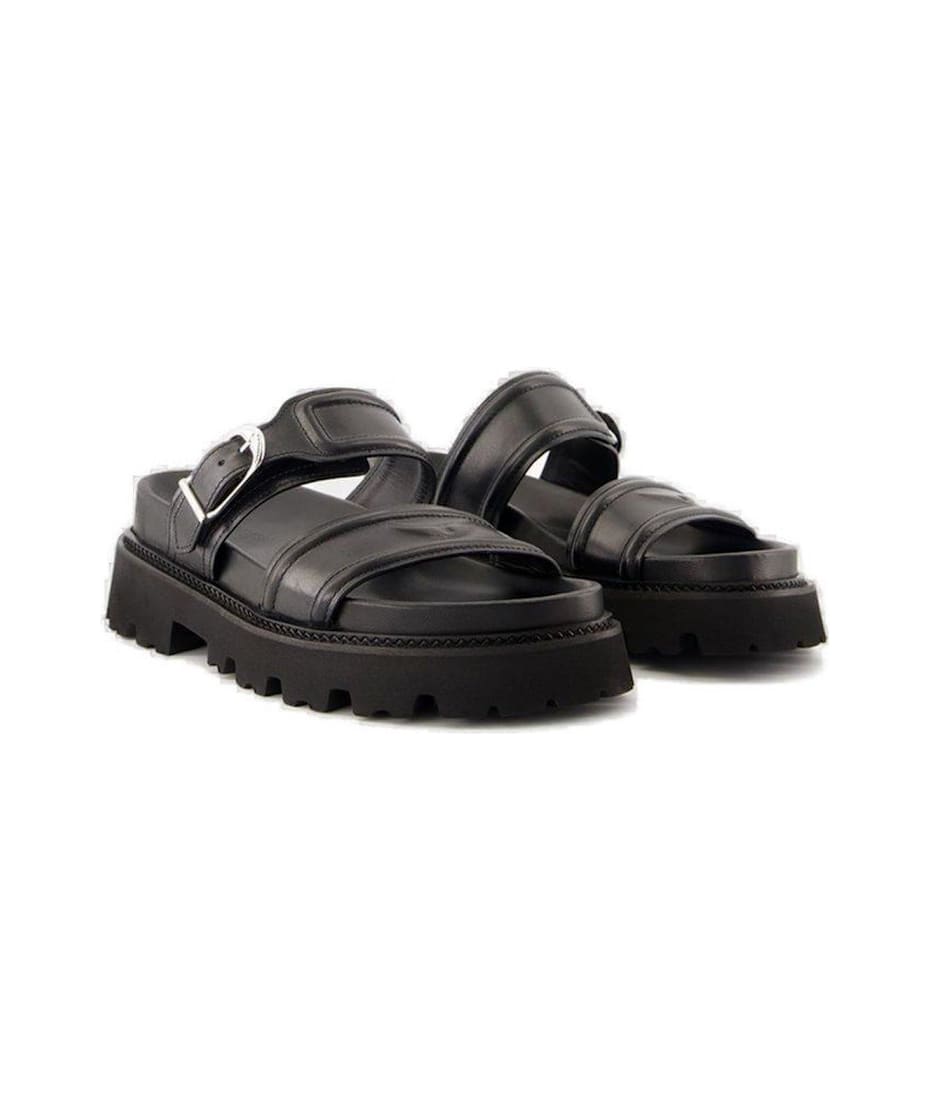ZADIG & VOLTAIRE ライトスリッホンミュル SWCT02011 BLACK Black Leather Mules with Adjustable Strap | Zadig&Voltaire