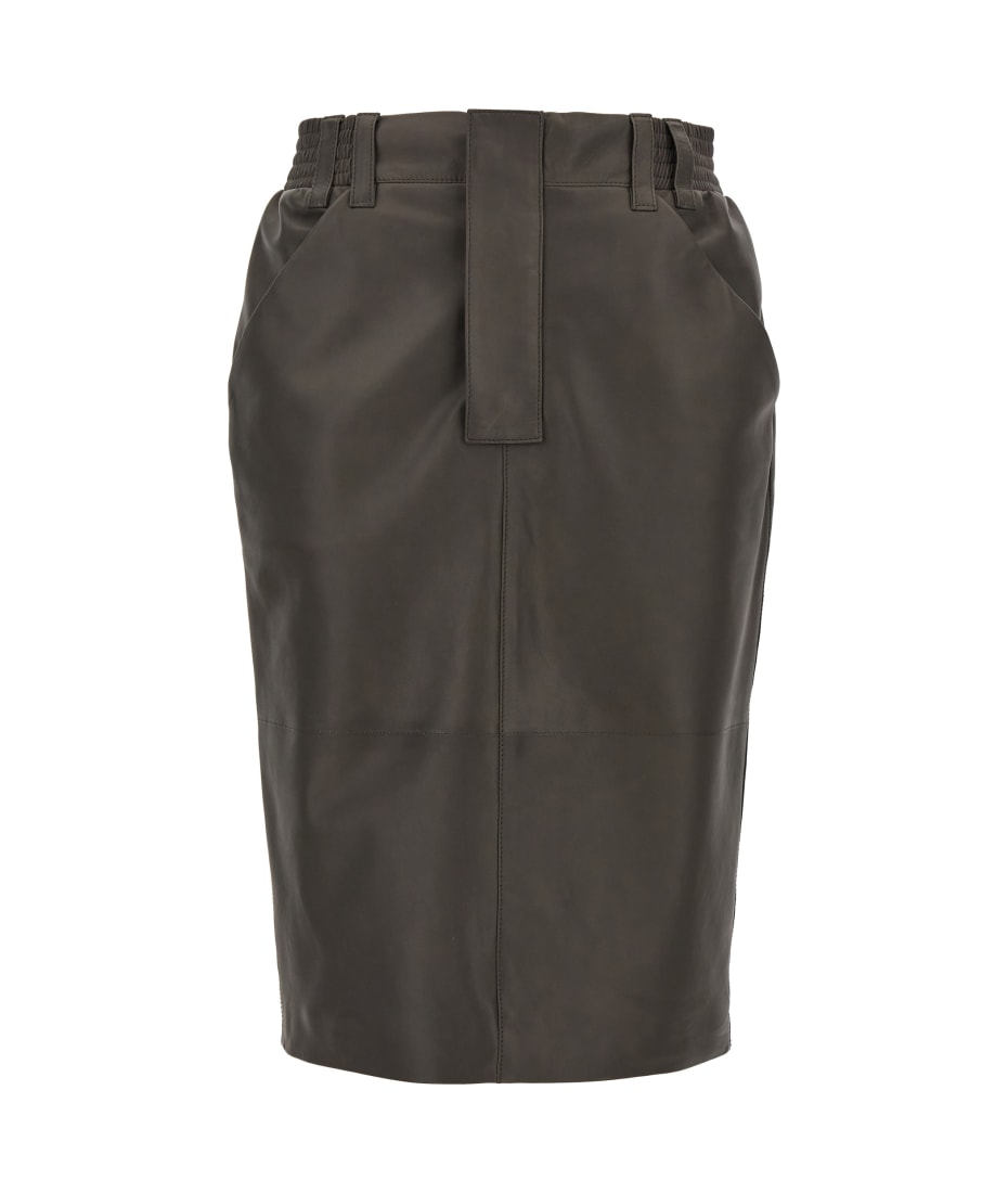 スカート Saint Laurent Curled detail leather skirt (776771YCOJ2 1000) Saint Laurent Leather Skirt | italist