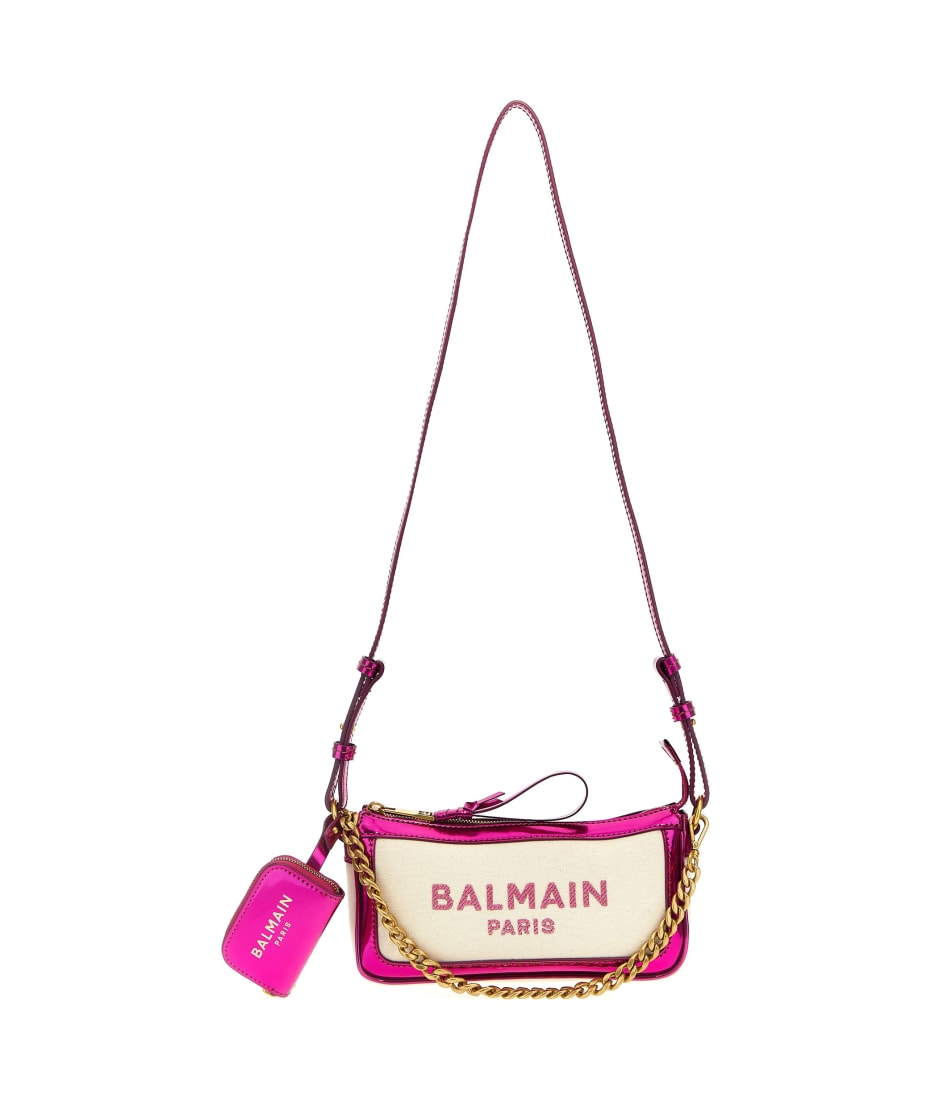 Balmain B-army Canvas & Logo Chain Pouch Bag