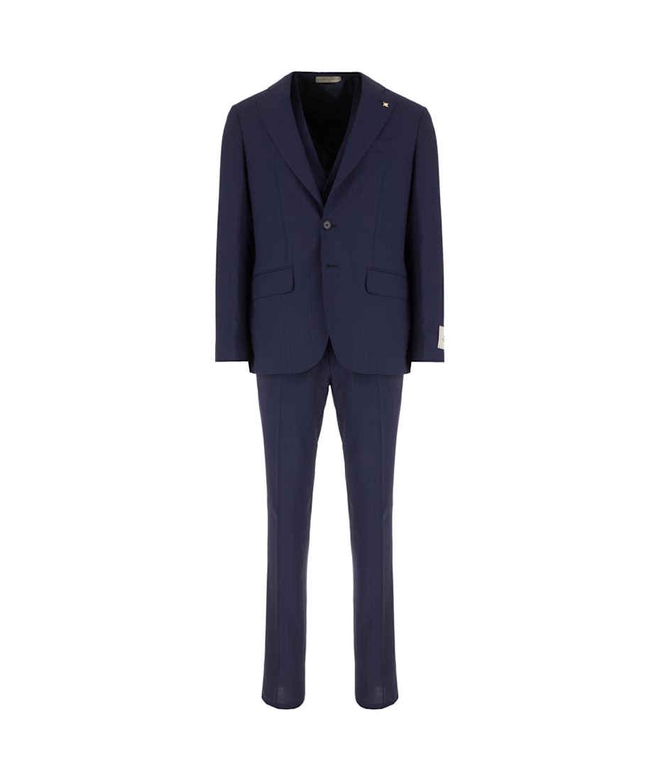 Embroidered Stretch Wool Blend Suit
