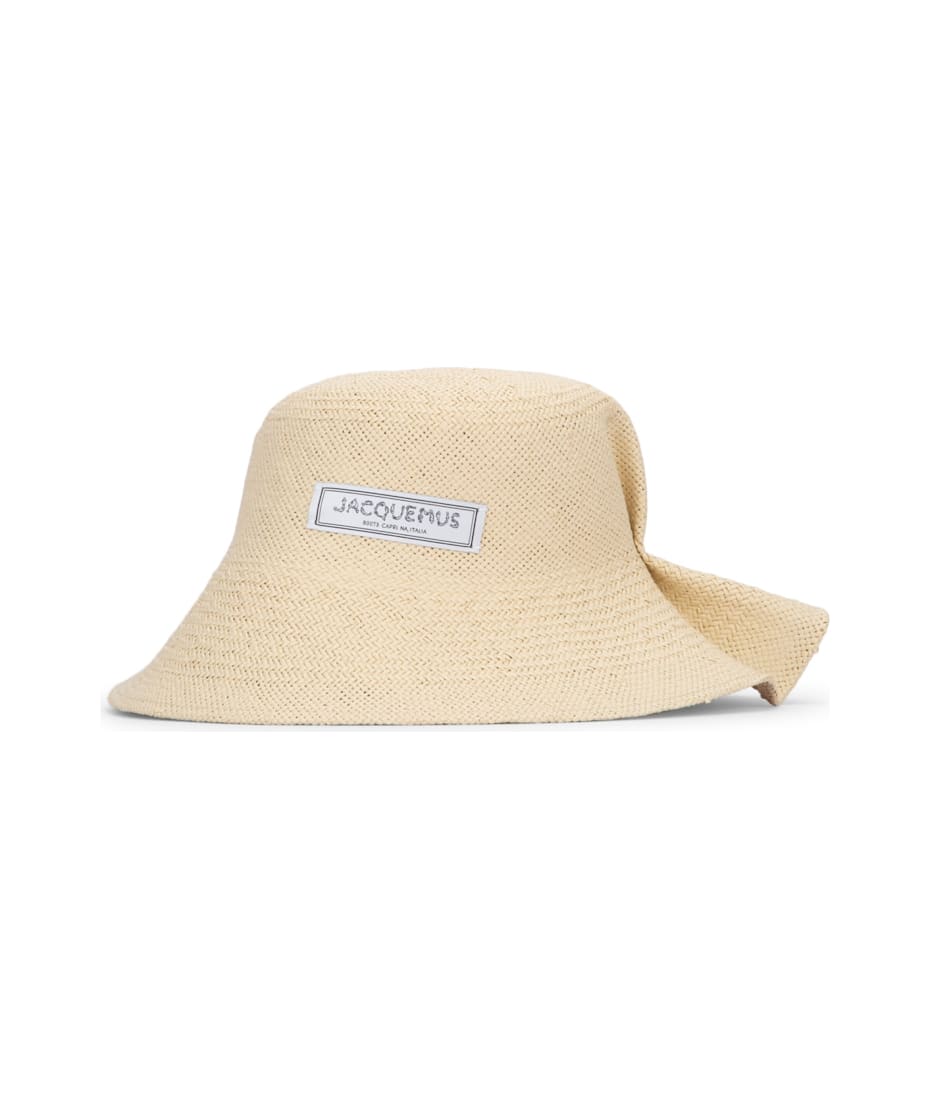 ハット JACQUEMUS La Chapeau Vela Jacquemus La Chapeau Vela Striped Raffia Bucket Hat | Neiman