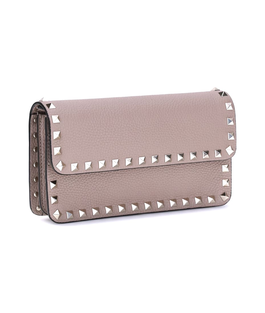 財布・小物その他 VALENTINO Valentino Garavani 'Rockstud' wallet on chain Rockstud Wallet With Chain In Grainy Calfskin for Woman in