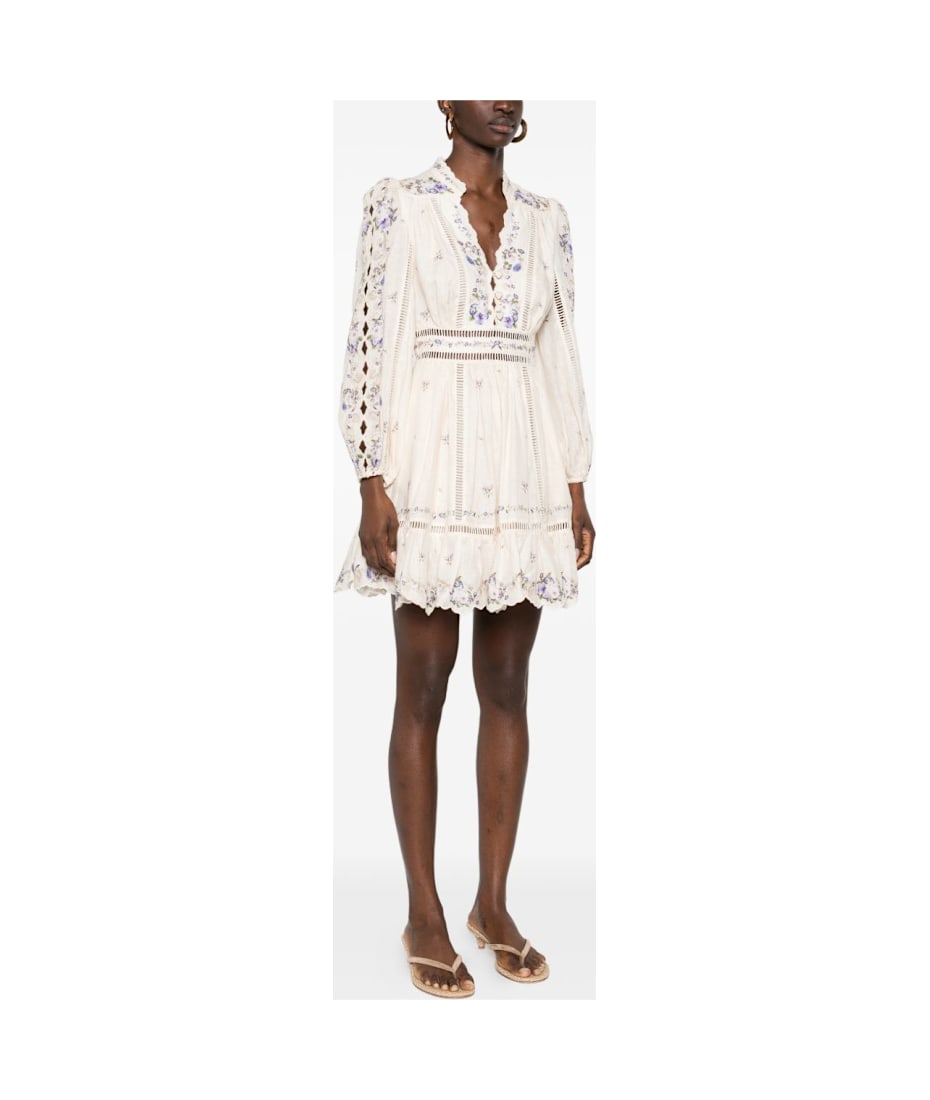 knee length dresses for ladies Zimmermann Blue Rebellion Linen Mini Dress – MODECRAZE main image 1