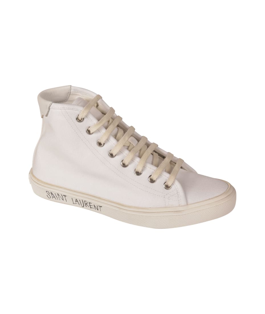 靴 Saint Laurent Malibu Saint Laurent Malibu Distressed lace-up Sneakers | White