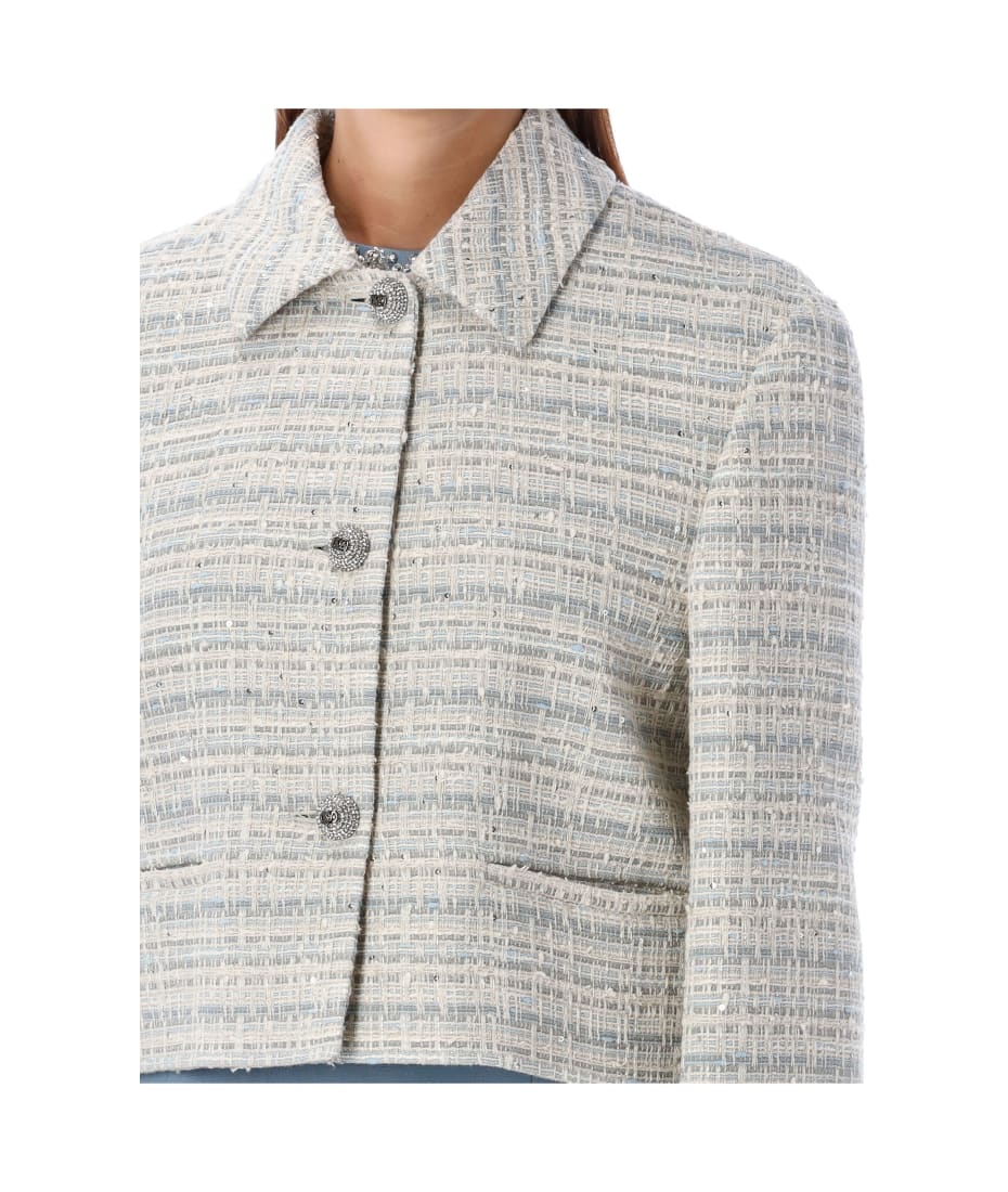 【関税＆送料込み】Valentino Garavani Tweed Short Jacket Valentino Garavani Tweed Short Jacket In White - 30% Off