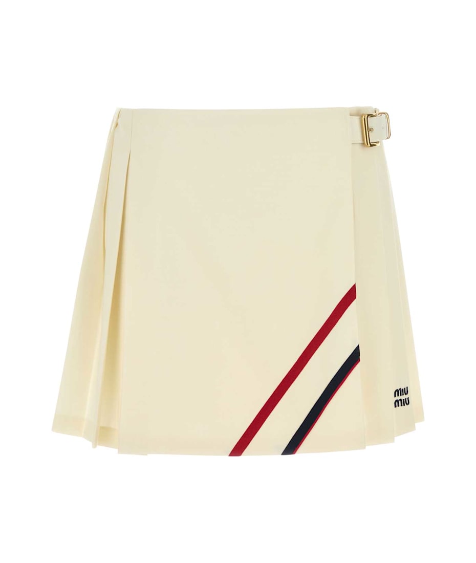【関税&送料込】Miu Miu Ivory Linen Blend Mini Skirt Miu Miu Embroidered Wool Blend Mini Skirt | italist, ALWAYS