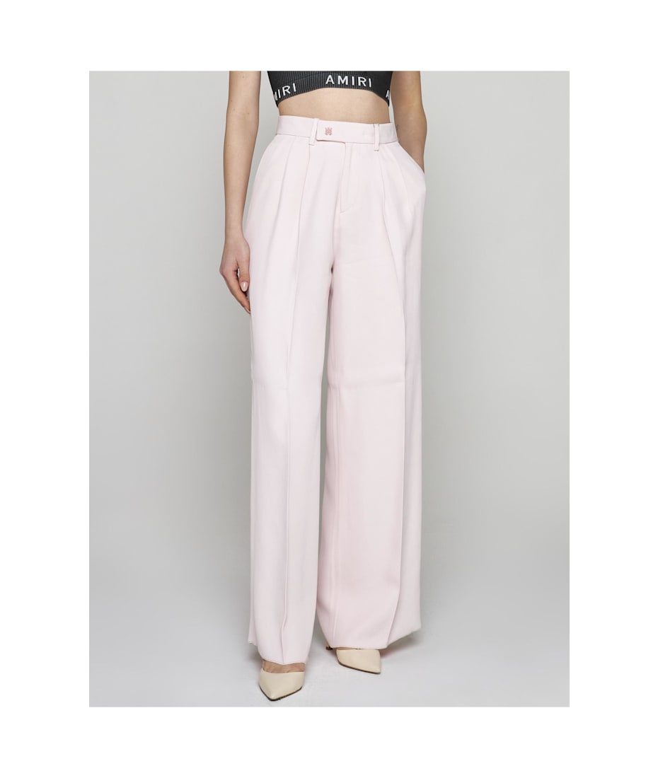 パンツ AMIRI Light pink viscose wide-leg pant (SS23WAW007 651) Pleated high-rise wide-leg pants in pink - Amiri | Mytheresa