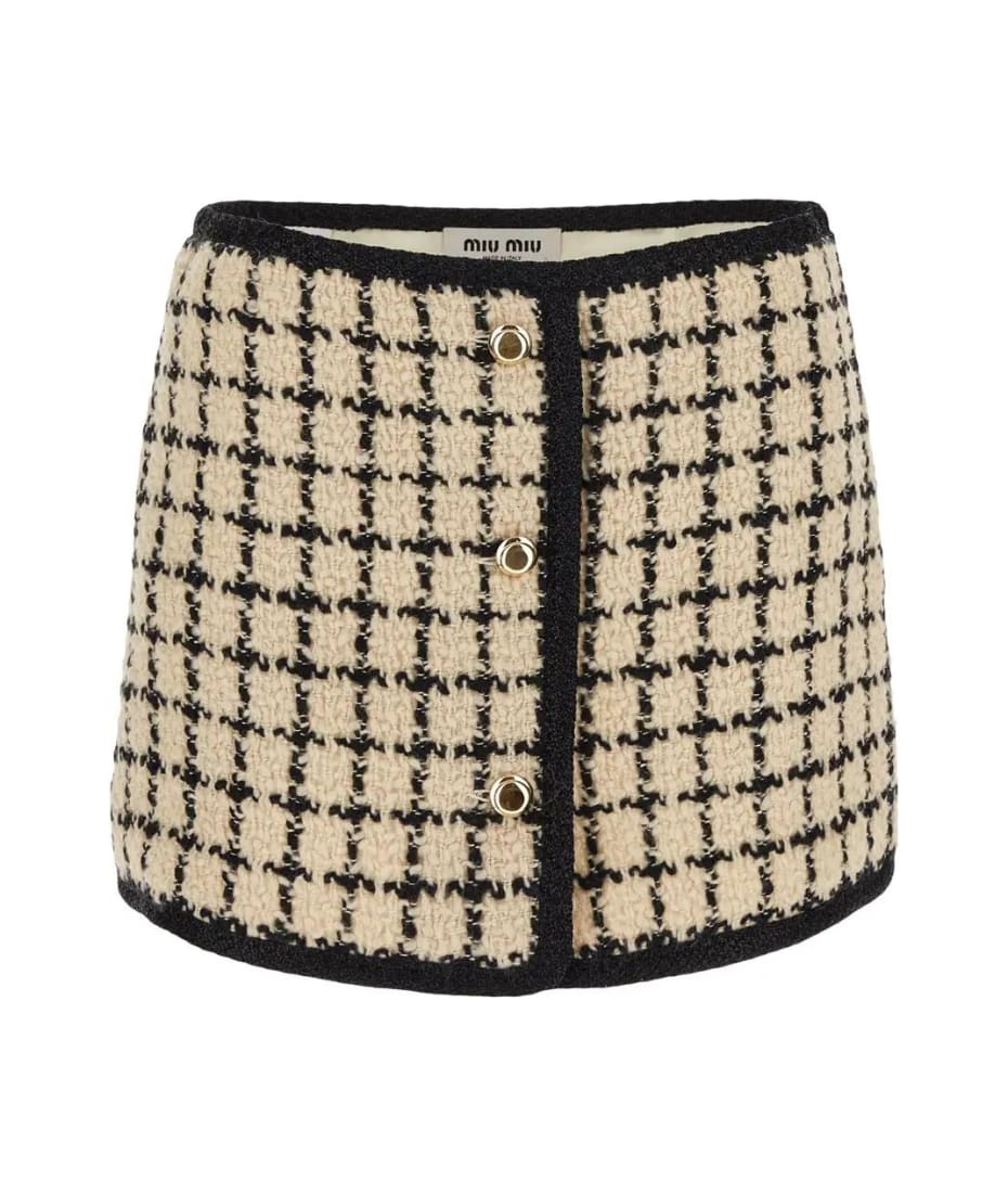 miu miu★SALE★NG1947 Miu Miu Embroidered Wool Blend Mini Skirt | italist, ALWAYS