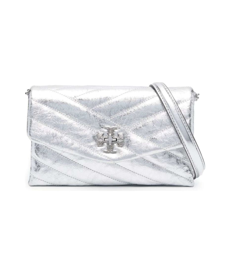 kira Chevron' Silver Quilted Crossbody Bag In Metallic Leather Woman Tory  Burch | italist, ALWAYS LIKE A SALE