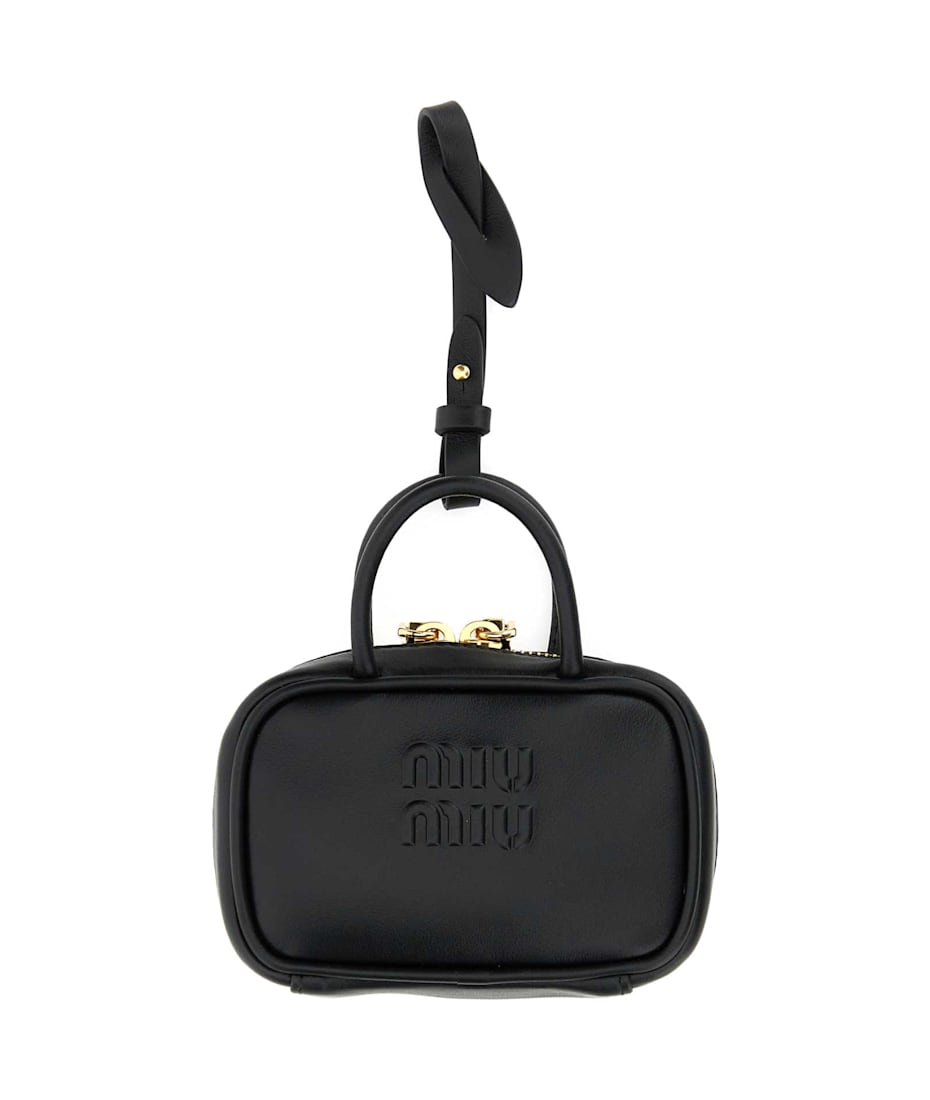 【関税&送料込】Miu Miu Black Leather Beau Keyring Necessair Miu Miu Black Leather Beau Keyring Necessaire | italist