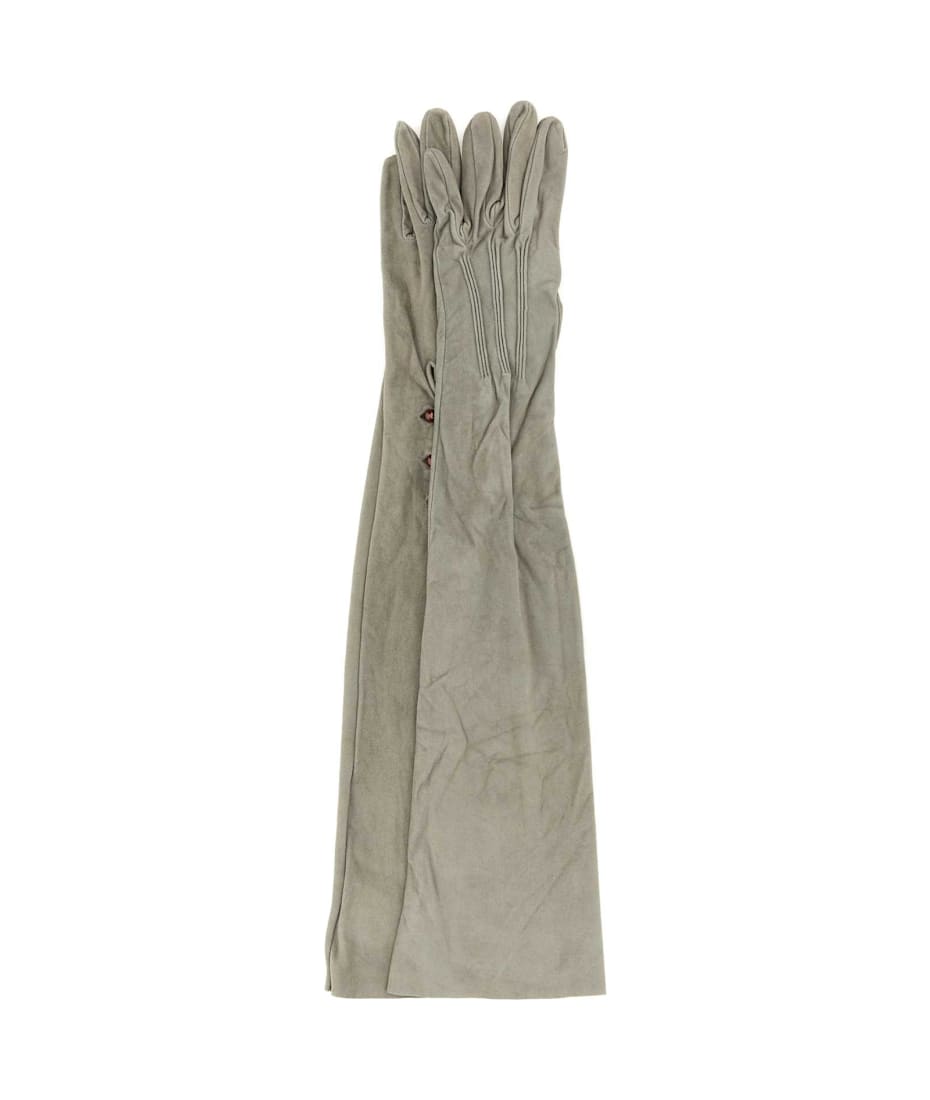 手袋 PRADA FW25 Ligh grey suede long gloves (1GG21015B9 F0424) Prada Ligh Grey Suede Long Gloves | italist
