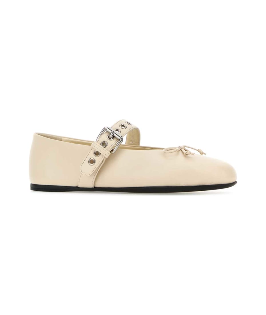 【送料&関税込】Miu Miu Ivory Leather Ballerinas Miu Miu Ivory Leather Ballerinas | italist