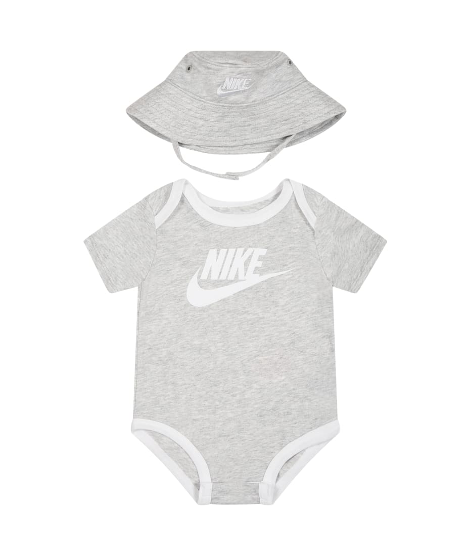 Nike - Girls Grey & Black Cotton Shorts Set