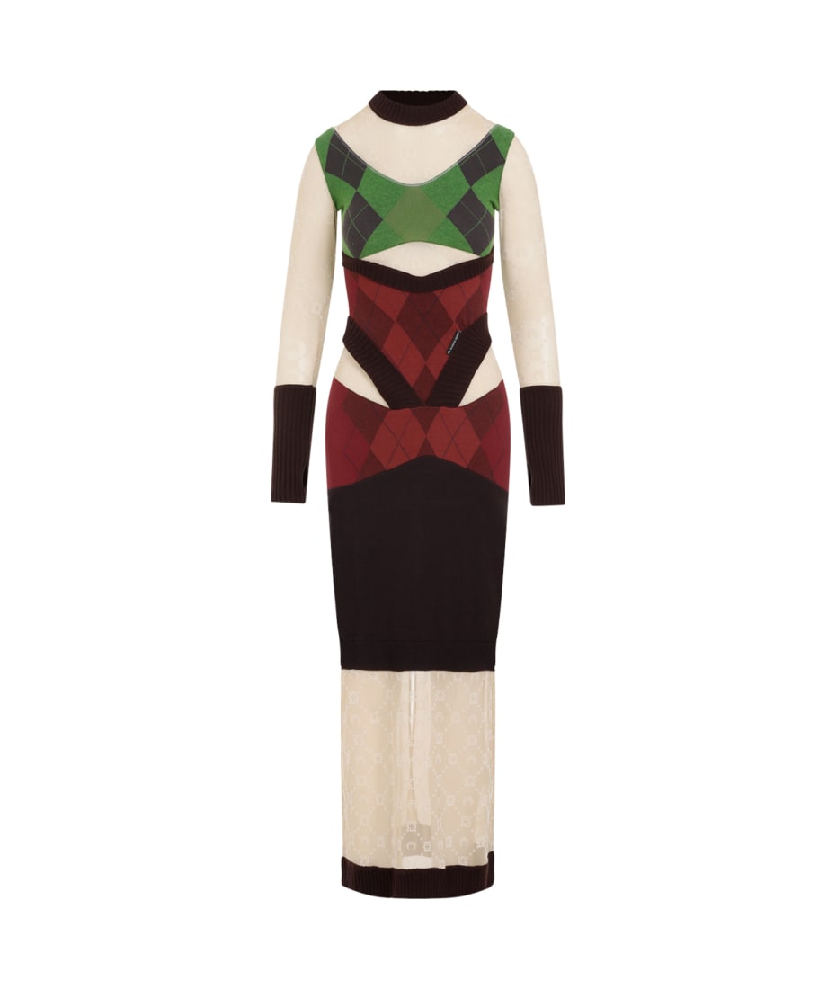 ワンピース MARINE SERRE REGENERATED LOZENGE KNIT FITTED DRESS Marine Serre Regenerated Lozenge Knit Fitted Dress | italist