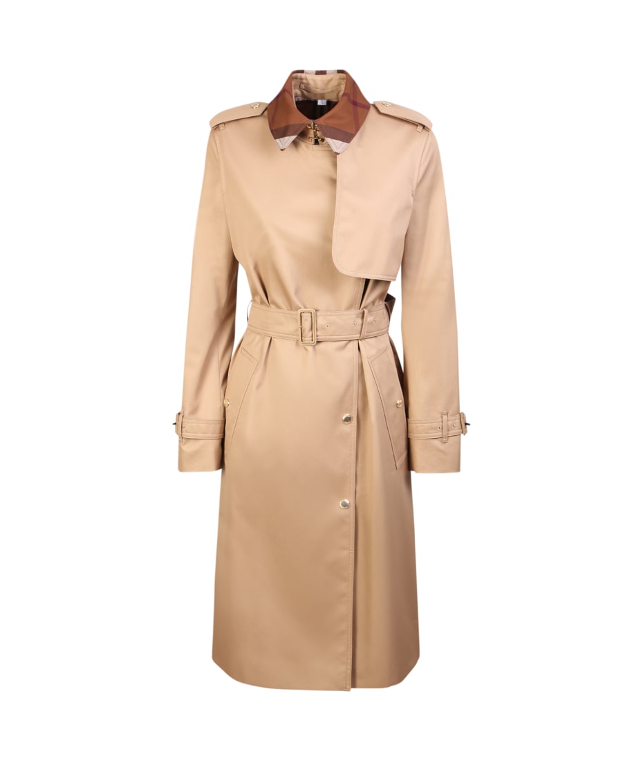 check panel trench coat